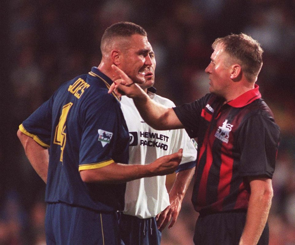 Vinnie Jones was a constant thorn in the side of referees in his playing days.