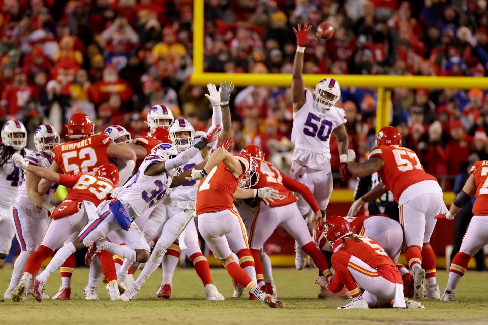 Harrison Butker drilled a 49-yard field goal that sent the Chiefs into overtime