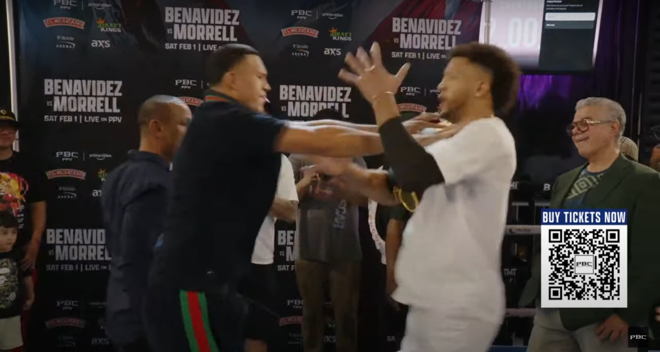 David Benavidez pushed David Morrell as chaos ensued