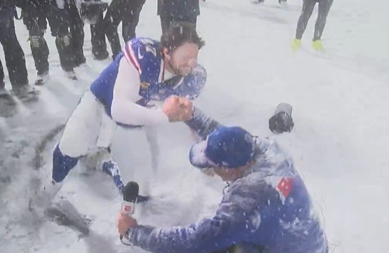 Allen had to help his coach out of the snow