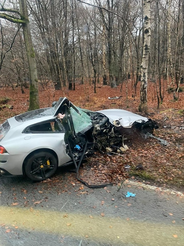 An image has emerged of a crashed Ferrari which is said to belong to Antonio