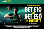 Bet £10 and get £50 in free bets with bet365